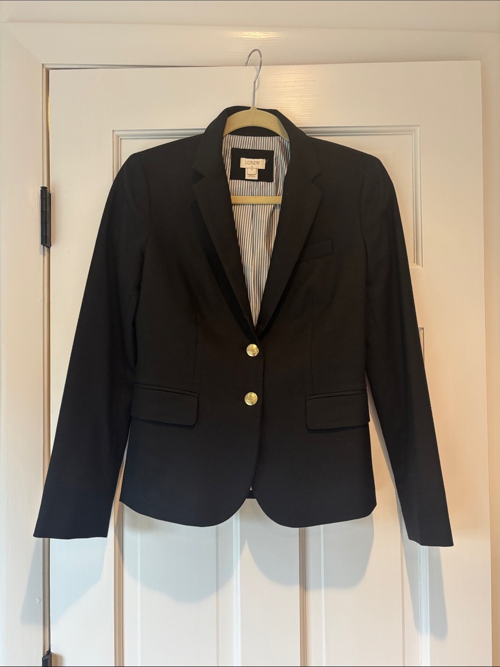 J. Crew Black Women's Tailored Two-Button Blazer with Gold Buttons